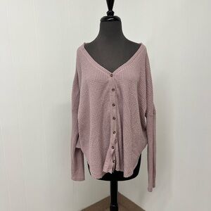 Women's Pink Button-Up Sweater